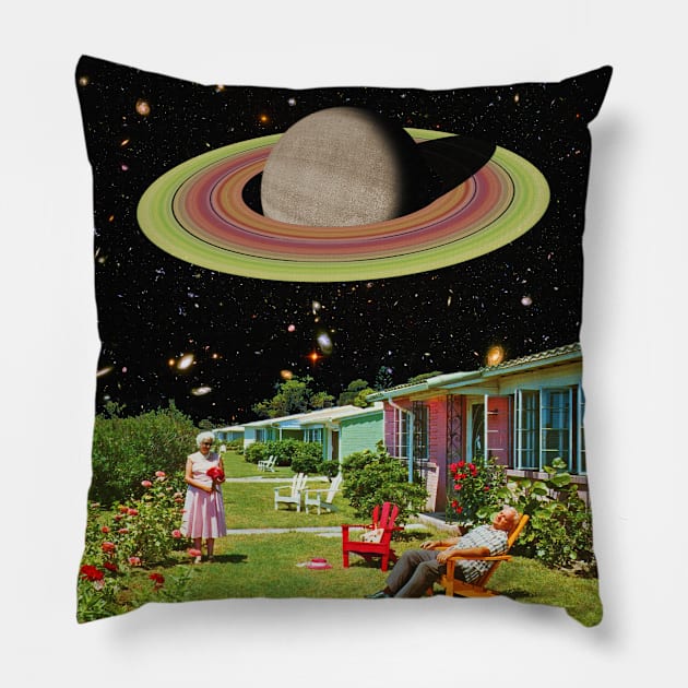 Our Best Years - Space Collage, Retro Futurism Pillow by jessgaspar