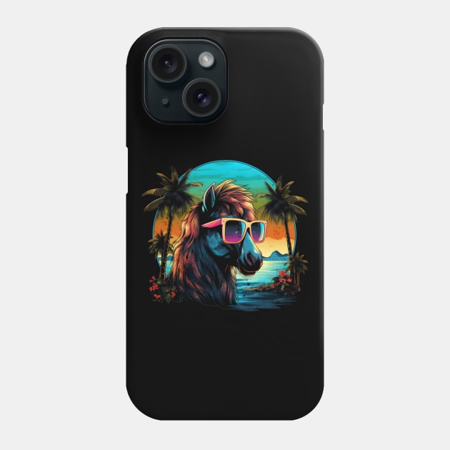 Retro Wave Shetland Pony Horse Palm Design Phone Case by Miami Neon Designs