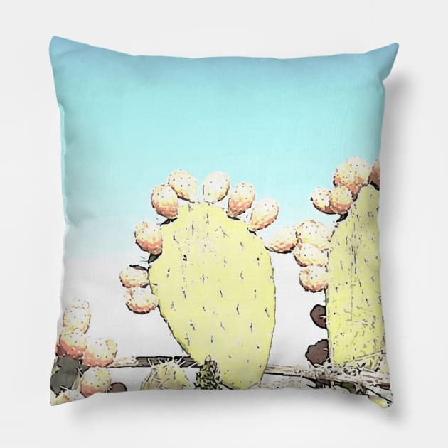 Succulent, cyan, blue, teal, tropical, tropic, summer, beach, cactus, cacti, exotic, Pillow by PrintedDreams