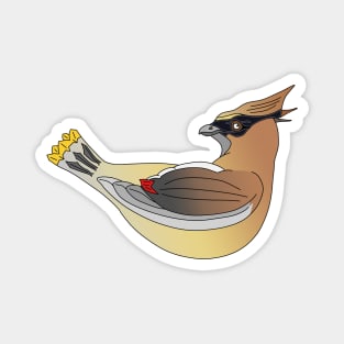 Cedar Wax Wing Bird Graphic Magnet