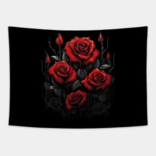 Red Roses Gothic Style Tapestry