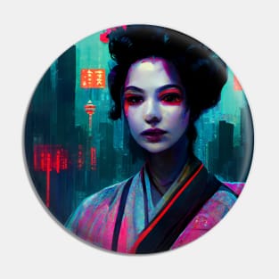 A cyberpunk geisha Pin