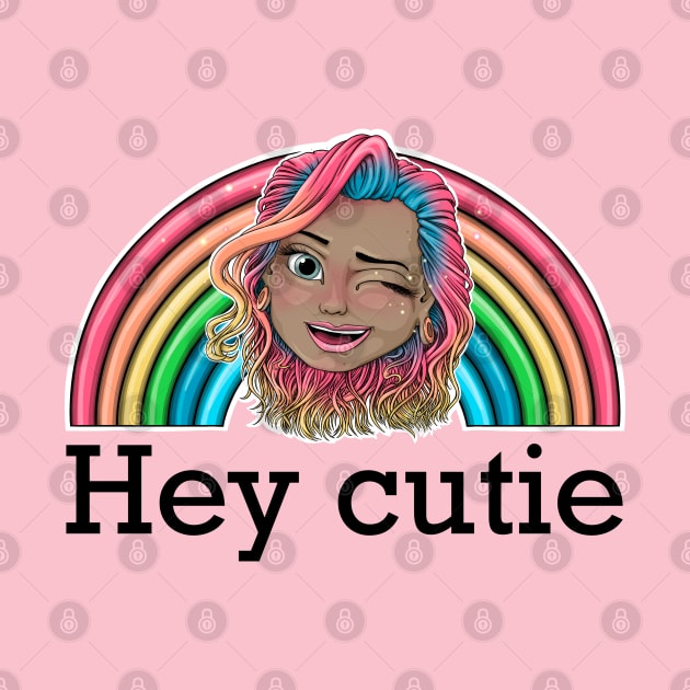 hey cutie Reva Prisma winking face emoji (black text) by Mei.illustration