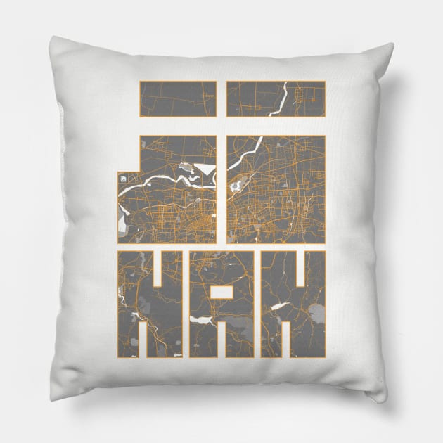 Jinan, Shandong, China City Map Typography - Bauhaus Pillow by deMAP Studio