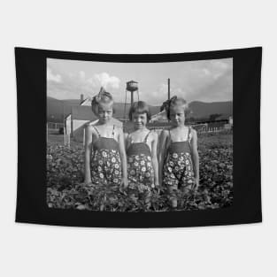 Farm Girls, 1939. Vintage Photo Tapestry