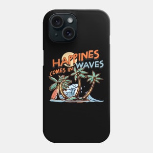 Happiness Comes In Waves, Hello Summer Vintage Funny Surfer Riding Surf Surfing Lover Gifts Phone Case