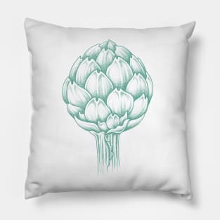 Artichoke sage-green linework Pillow