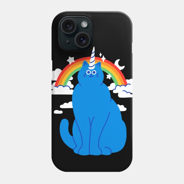 Blue Unicorn Cat Phone Case by obinsun