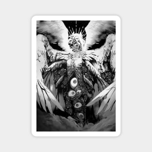 Creepy manga biblical angel Scary Eyes Horror Halloween Magnet