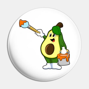 Avocado as Painter with Paint brush Pin