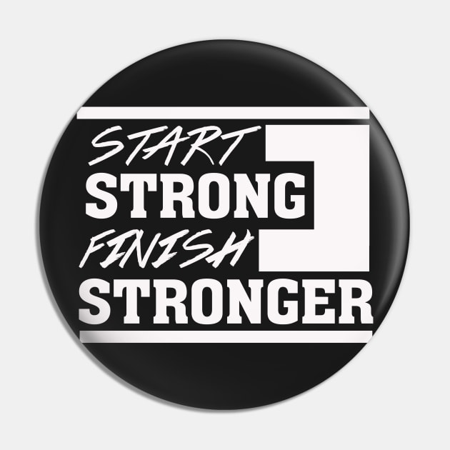 Start Strong Finish Stronger – Motivational Pin by nobletory