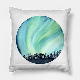 Aurora blue watercolor Pillow