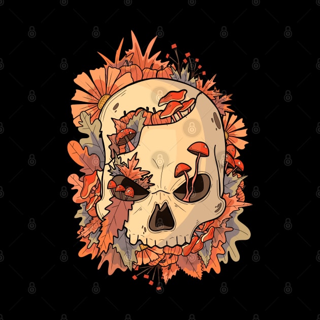 Fierce autumn skull by Swadeillustrations