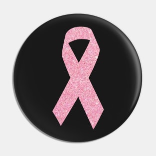 Pink Faux Glitter Awareness Ribbon Pin