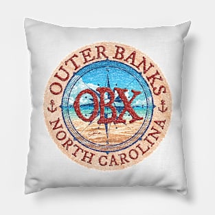 Outer Banks (OBX), North Carolina, with Beach and Wind Rose Pillow