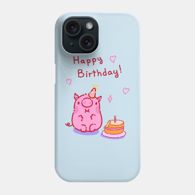 Pig wishes you happy birthday Phone Case by Tinyarts