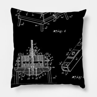 Wine Press Vintage Patent Hand Drawing Pillow