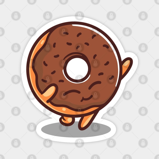 Happy Kawaii Donut Dancing Cute Funny Kawaii Food Brown Magnet by AstroWolfStudio