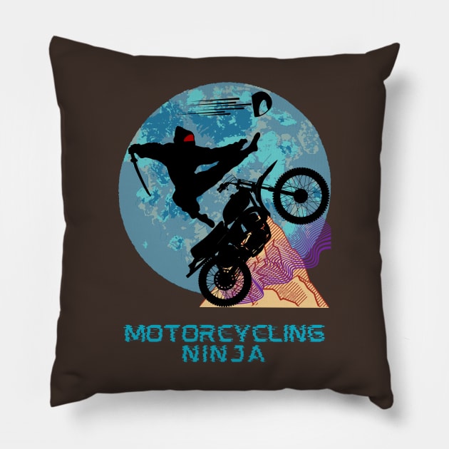 Motorcycling Ninja - Funny Ninja Pillow by SEIKA by FP