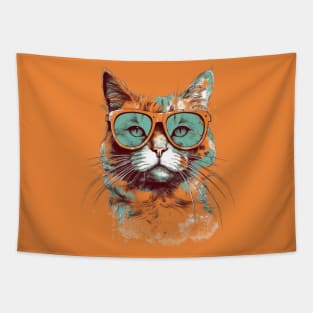 Modern ginger cat with sunglasses Tapestry