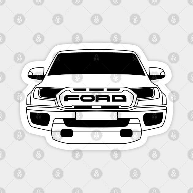 Ford Ranger Raptor Black Outline Magnet by kindacoolbutnotreally