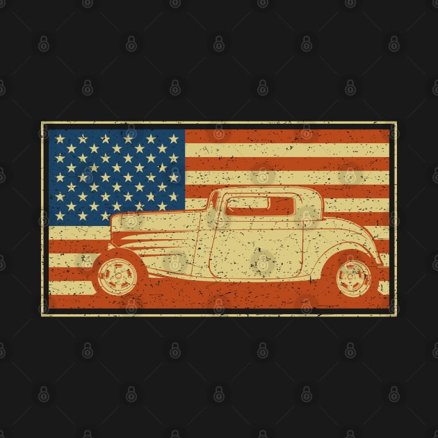 Vintage Hot Rod American Flag by RadStar