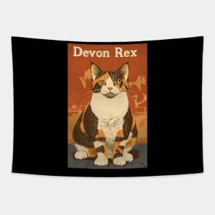 Devon Rex Cat Art Poster Vintage Style Tapestry
