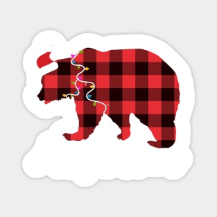 Santa Deer Plaid Red Buffalo Animal Merry Christmas Pajamas Family Magnet