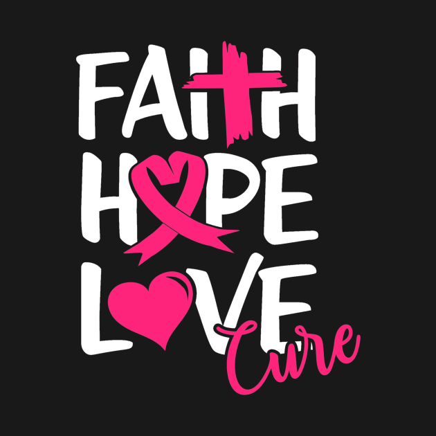 Religious Breast Cancer Support Faith Hope Love Cure Breast Cancer by StacysCellar