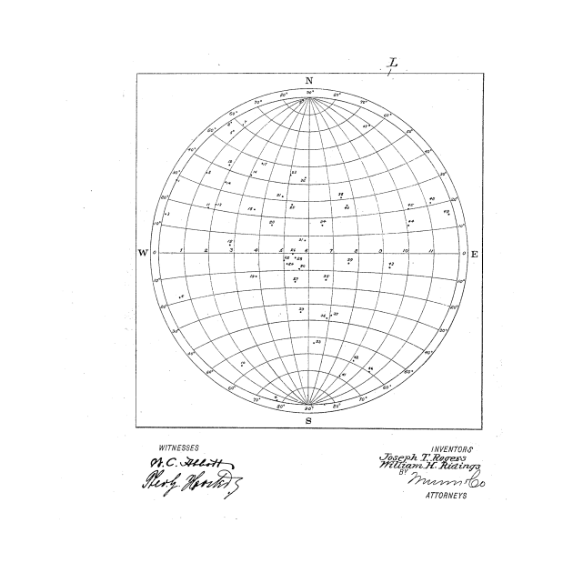 Star Finder Vintage Patent Hand Drawing by TheYoungDesigns