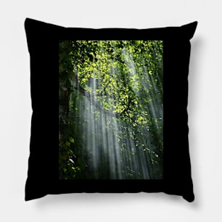 Deep forest with green leaves Pillow