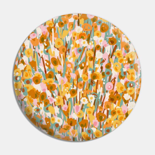 Vintage Orange Floral Pattern Pin by Charly Clements