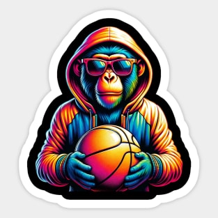 Gorilla Playing Basketball Sport Holding Ball Monkey  Sticker for Sale by  sparkzeno