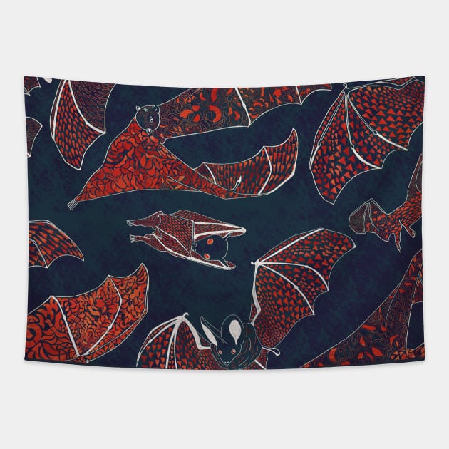 Corona scary halloween bat Tapestry by Flyingrabbit