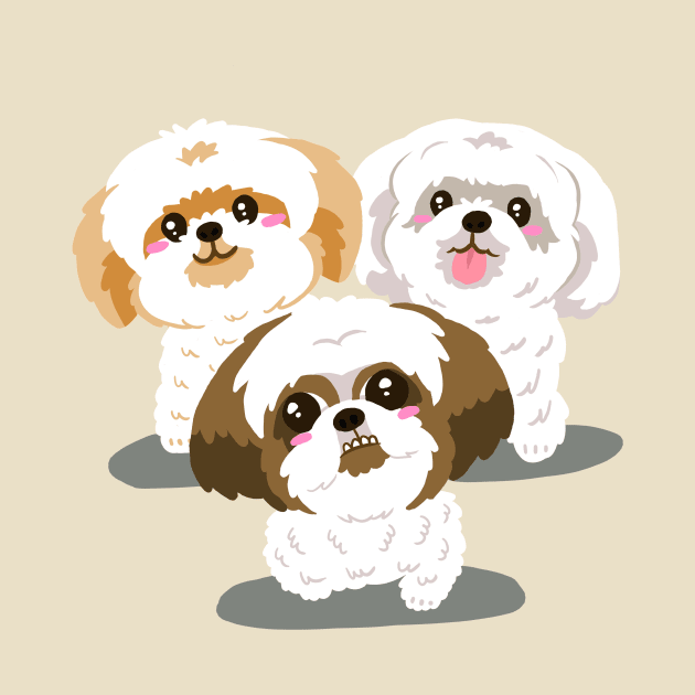 Shitzu Puppies by Instadoodles