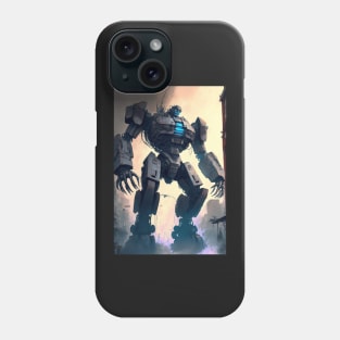 Giant futuristic robot attacking the city Phone Case