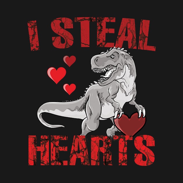 I Steal Hearts Trex Dino Cute Baby Boy Valentines Day by EslamMohmmad