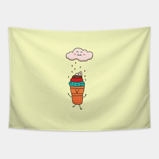 funny ice cream playing in the sprinkles rain Tapestry