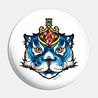 blue tigress - neo traditional Tattoo Style Pin