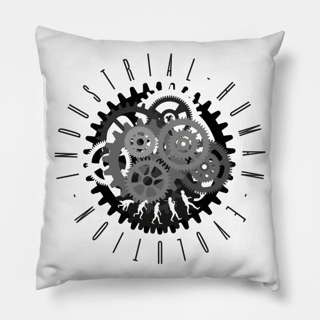 industrial / human evolution Pillow by justduick