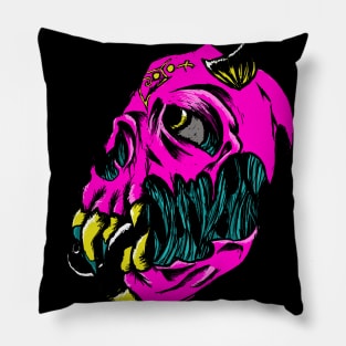 Demon Skull in Neon Pillow