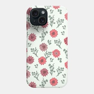Dusty Pink Flowers on Palest Green Vertical Phone Case