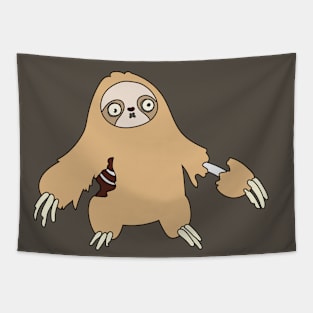 Zombie Sloth Cartoon // Funny Halloween Zombie Tapestry