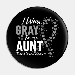 I Wear Gray for My Aunt Gray Ribbon Brain Tumor Awareness Pin
