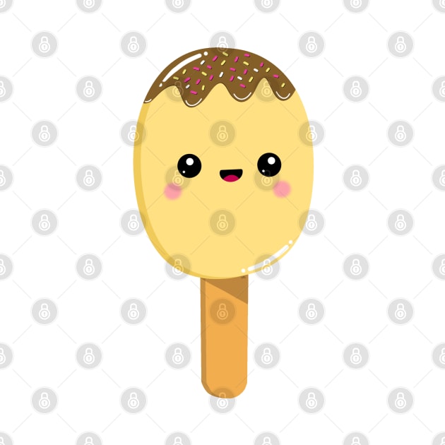 Cute yellow lollipop, kawaii ice lolly, ice cream, summer foods, by Catphonesoup