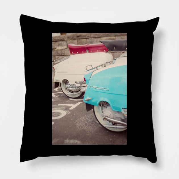 Scooter Boys #1 Pillow by Debra Cox 