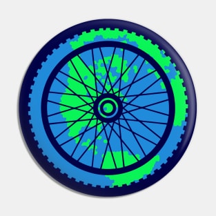 Mountain Bike Tire Earth Gear Graphic Biking Design Pin