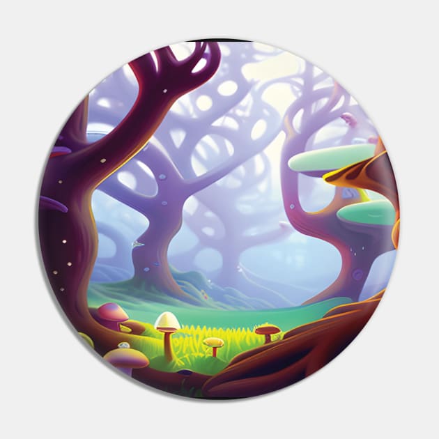 Dreamy Mushroom Forest Pin by drumweaver