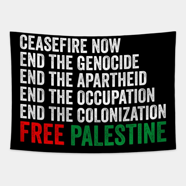 Ceasefire Now - End the Genocide Free Plaestine Tapestry by Sarjonello