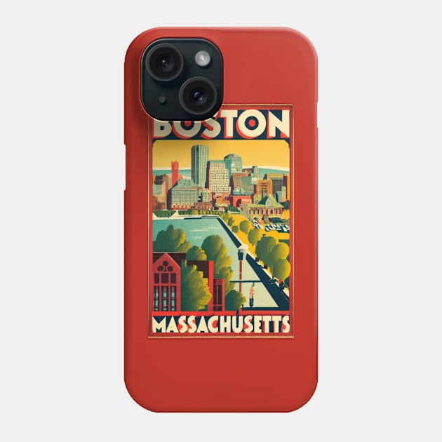 A Vintage Travel Art of Boston - Massachusetts - US Phone Case by goodoldvintage